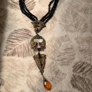 Stunning Vintage Heidi Daus black and multicolor gemstone necklace